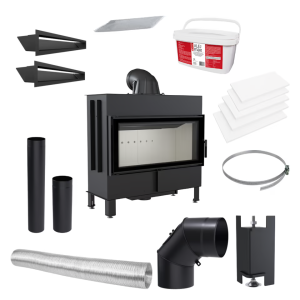 Kominek powietrzny stalowy LUCY 16 kW Ø 200 zestaw montażowy