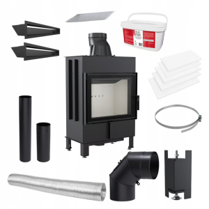 Kominek powietrzny stalowy LUCY 12 kW Ø 200 zestaw montażowy