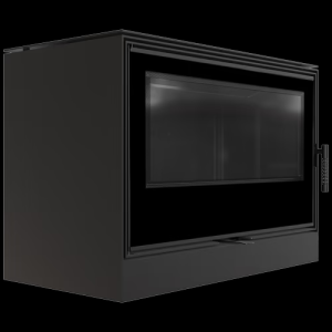 Piec stalowy KARI 95 Ø 180 14 kW kominek w zabudowie czarne wyłożenie