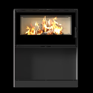 Piec stalowy KARI 95 Ø 180 14 kW kominek w zabudowie wnęka na drewno