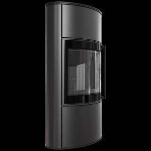 Piec stalowy BJORN/W Ø 150 8 kW czarne wyłożenie z domykaniem