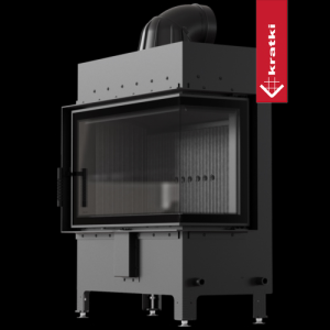 Kominek powietrzny stalowy KRATKI LUCY prawy 14 kW Ø 200 czarne wyłożenie