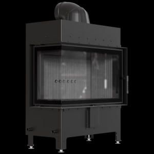 Kominek powietrzny stalowy KRATKI LUCY lewy 14 kW Ø 200 czarne wyłożenie