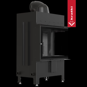 Kominek powietrzny stalowy KRATKI LUCY prawy 12 kW Ø 200 czarne wyłożenie z domykaniem