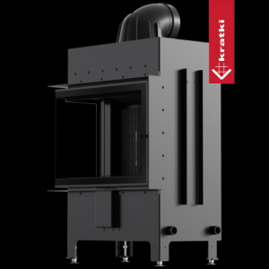 Kominek powietrzny stalowy KRATKI LUCY lewy 12 kW Ø 200 czarne wyłożenie z domykaniem