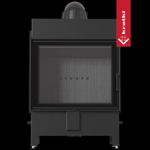 Kominek powietrzny stalowy KRATKI LUCY 15 kW Ø 200 czarne wyłożenie z domykaniem