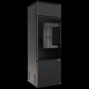 Piec stalowy KRATKI REN/S lewy Ø 150 7 kW czarne wyłożenie z domykaniem