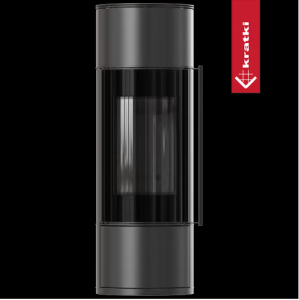 Piec wolnostojący KRATKI AMBLER Ø 150 7 kW czarne wyłożenie z domykaniem