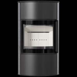 Stalowy piec wolnostojący BJORN Ø 150 7kW Wysoka ozdobna ceramika akumulacyjna GRAY SATIN; pokrywa stalowa