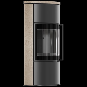 Stalowy piec wolnostojący BJORN Ø 150 7kW Wysoka ozdobna ceramika akumulacyjna GOLD SATIN; pokrywa ceramiczna; czarny termotec