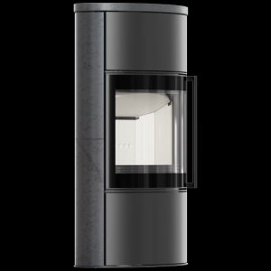 Stalowy piec wolnostojący BJORN Ø 150 7kW Wysoka ozdobna ceramika akumulacyjna GRAFITE SATIN; pokrywa ceramiczna; z domykaniem