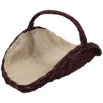 Kosz na drewno wiklinowy owalny ciemny wyścielony jutą