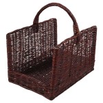 Kosz na drewno wiklinowy prosty ciemny
