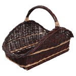 Kosz na drewno wiklinowy prosty ciemny z jasnymi wstawkami